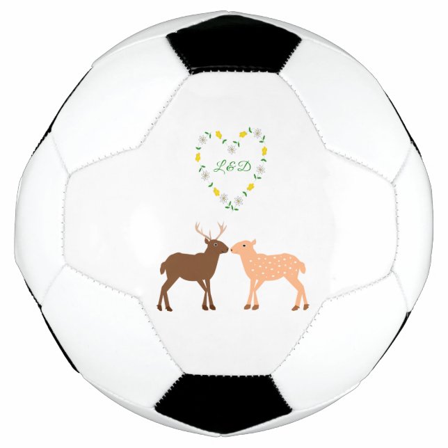 Deer Couple und Daisy Heart Custom Fußball (Vorderseite)