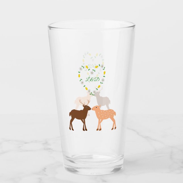 Deer Couple und Daisy Heart Custom Glas (Vorderseite)
