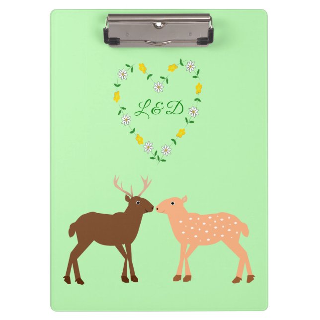 Deer Couple und Daisy Heart Custom Klemmbrett (Vorderseite)
