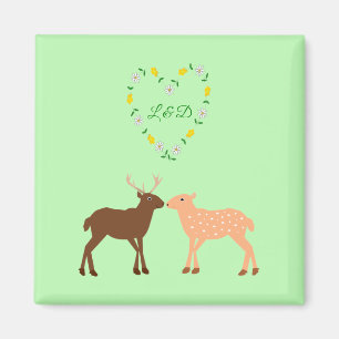 Deer Couple und Daisy Heart Custom Magnet