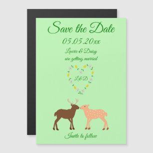 Deer Couple und Daisy Heart Custom Magneteinladung