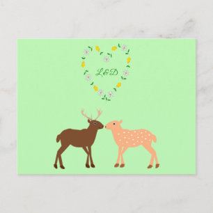 Deer Couple und Daisy Heart Custom Postkarte