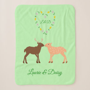 Deer Couple und Daisy Heart Custom Sherpadecke