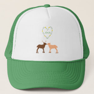 Deer Couple und Daisy Heart Custom Truckerkappe