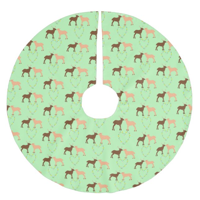 Deer Couple und Daisy Heart Polyester Weihnachtsbaumdecke (Vorderseite)