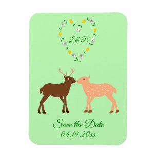 Deer Couple und Daisy Heart Save the Date kundensp Magnet