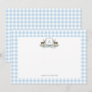 Deer Crest Monogramm Hirschjagd-Baby Shower Mitteilungskarte