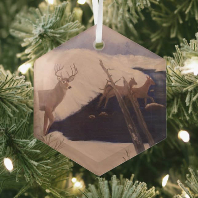 Deer Crossing Glass Hexagonornament Ornament Aus Glas (Insitu)
