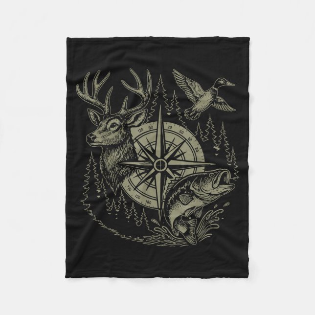 Deer Duck Fishing Hunting Solves Most Of My Proble Fleecedecke (Vorderseite)