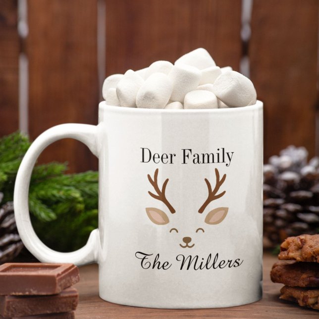 Deer Family Minimalist Reindeer Christmas Kaffeetasse (Von Creator hochgeladen)