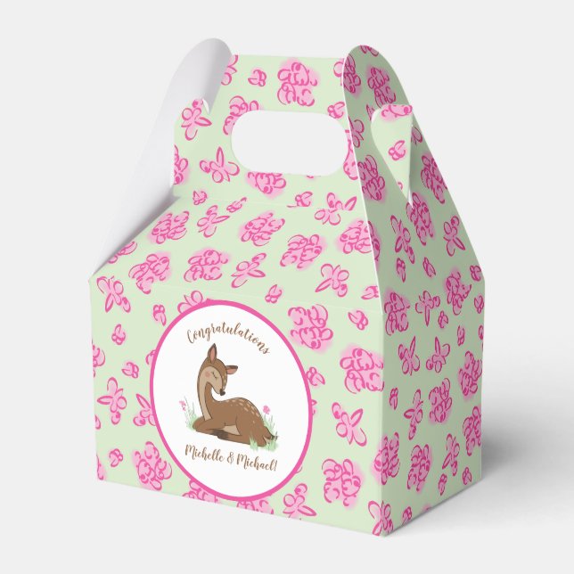 Deer Fawn Baby Shower Geschenkschachtel (Vorderseite)