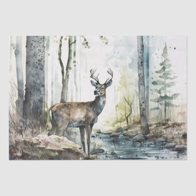 Deer Fawn Watercolor Seidenpapier (Vorderseite)