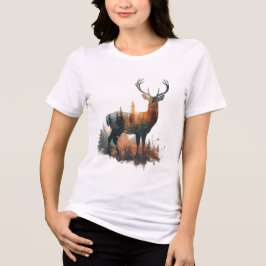 Deer Forest Silhouette – Bella+Canvas Women's Tri- Tri-Blend Shirt