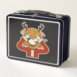 deer girl with santa clothes metall brotdose