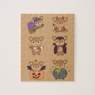 Deer Halloween Devil Pumpkin Vampire Costume Jigsa Puzzle