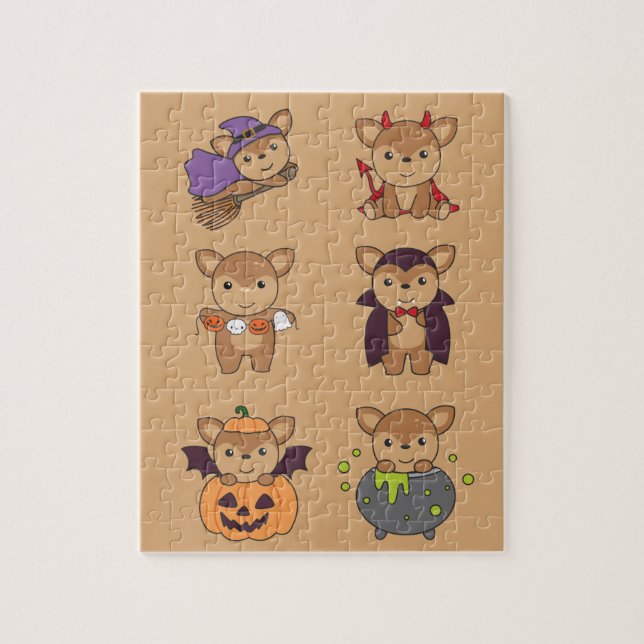 Deer Halloween Devil Pumpkin Vampire Costume Jigsa Puzzle (Vertikal)