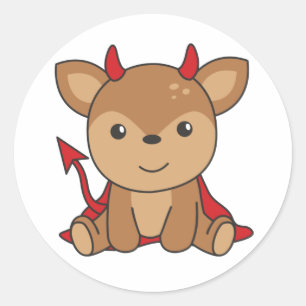 Deer Halloween Niedlich Devil Hexenkostüm Classic Runder Aufkleber