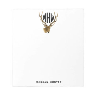 Deer Head Black Circle Monogramm-Schriftart Notizblock