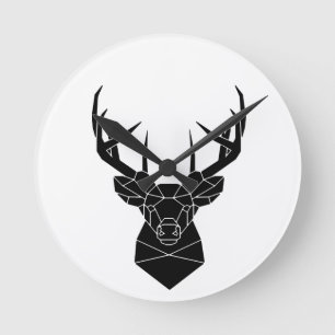 Deer Head Geometric Ai File Deer Silhouette Stag P Runde Wanduhr
