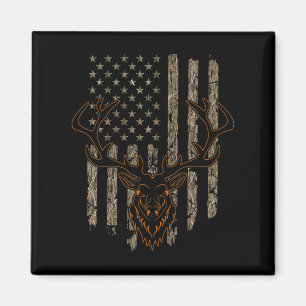 Deer Hunter American Flag Tree Camouflage Deer Hun Magnet