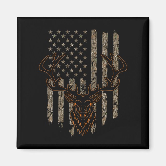 Deer Hunter American Flag Tree Camouflage Deer Hun Magnet (Vorne)
