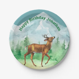 Deer Hunter Birthday Woodland Pappteller