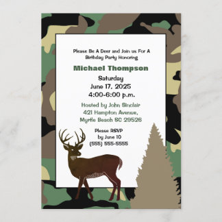 Deer Hunter Camouflage Geburtstagseinladung Einladung