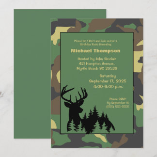 Deer Hunter Camouflage Geburtstagseinladung Einladung