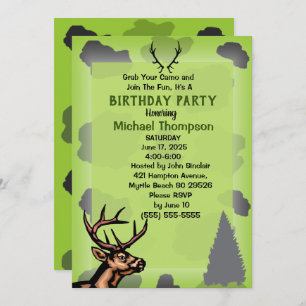 Deer Hunter Camouflage Geburtstagsparty Einladung
