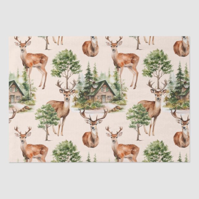 Deer Hunter Nature Rustic Holiday Weihnachten Seidenpapier (Vorderseite)