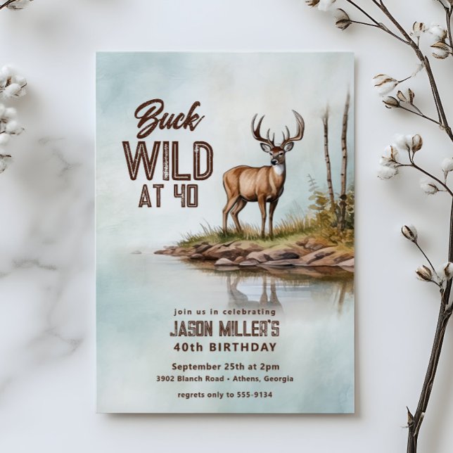 Deer Hunting Buck Wild 40th Birthday Party Einladung (Von Creator hochgeladen)