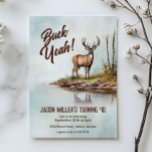 Deer Hunting Buck Yeah 40th Birthday Party Einladung<br><div class="desc">Celebrate another year buck wild with this rustic deer hunting–themed birthday party design, featuring a detailed watercolor deer standing in the woods. Perfect for outdoorsmen, hunters, and nature lovers, this design blends a rugged yet artistic woodland style with bold “Buck Yeah” birthday humor. Ideal for adult men of any age,...</div>