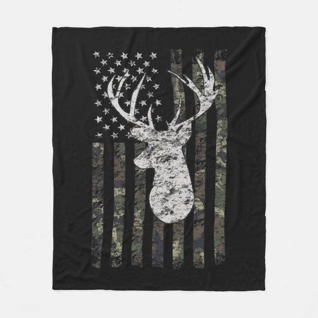 Deer Hunting Camo American Flag  Fleecedecke (Vorderseite)