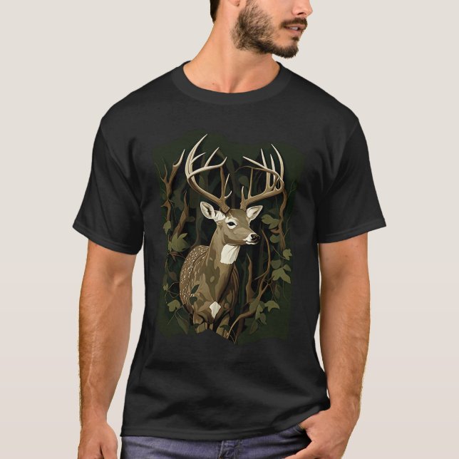 Deer Hunting Green Brown Camo Camouflage Artwork   T-Shirt (Vorderseite)