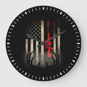 Deer hunting große wanduhr