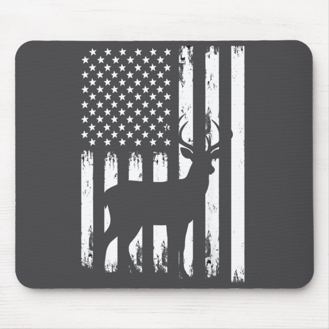 Deer Hunting Hunter Camo Usa American Flag Patriot Mousepad (Vorne)