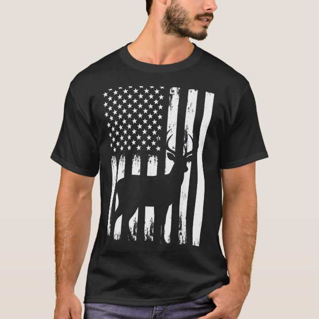 Deer Hunting Hunter Camo Usa American Flag Patriot T-Shirt (Vorderseite)