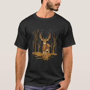 Deer Illustration Art Forest Animal Wildlife Lover T-Shirt