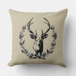 Deer in Laurel Leaves Kissen