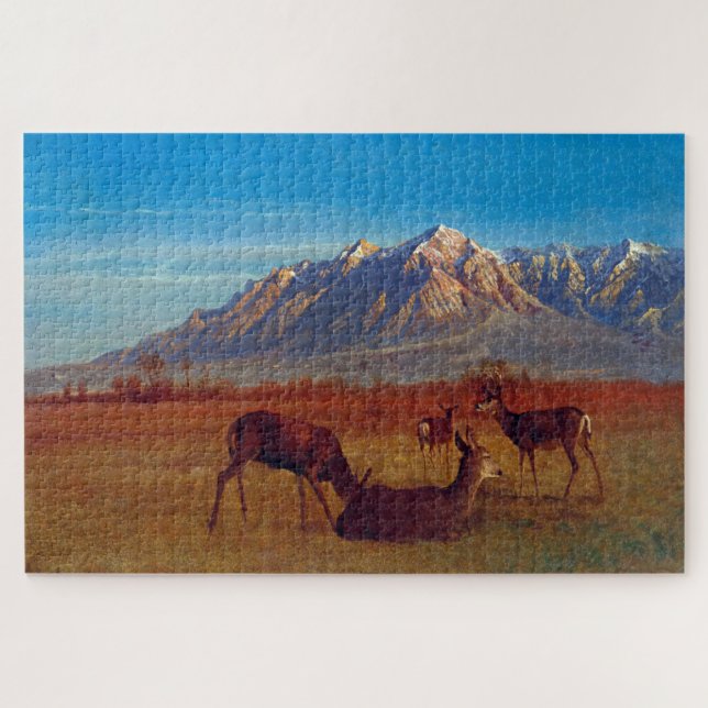 Deer in Mountain Zuhause, Albert Bierstadt Puzzle (Horizontal)