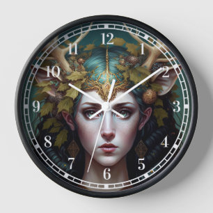 Deer Lady Fantasy Art Clock Uhr