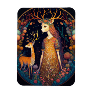 Deer Lady Fantasy Art Magnet