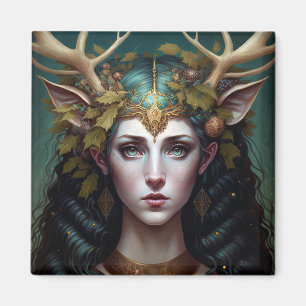 Deer Lady Fantasy Art Magnet