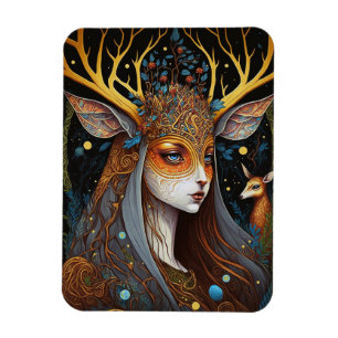 Deer Lady Fantasy Art Magnet