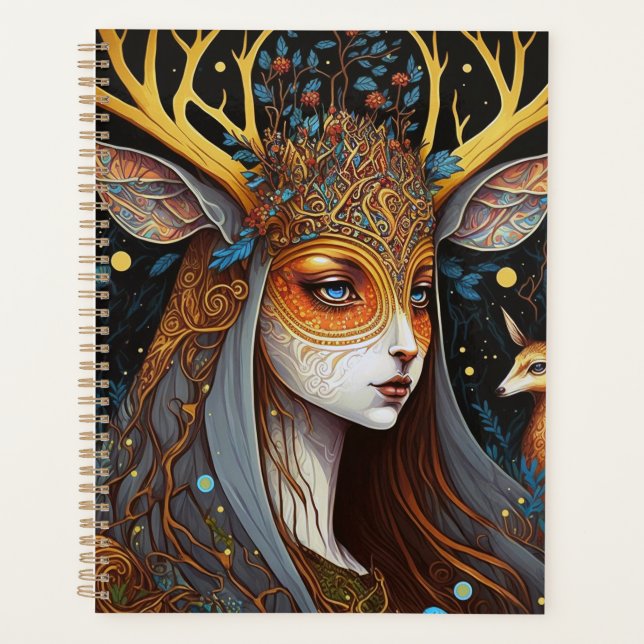 Deer Lady Fantasy Art Planer (Vorderseite)