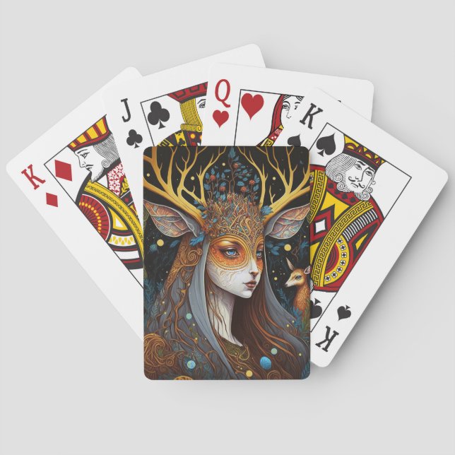 Deer Lady Fantasy Art Spielkarten (Rückseite)