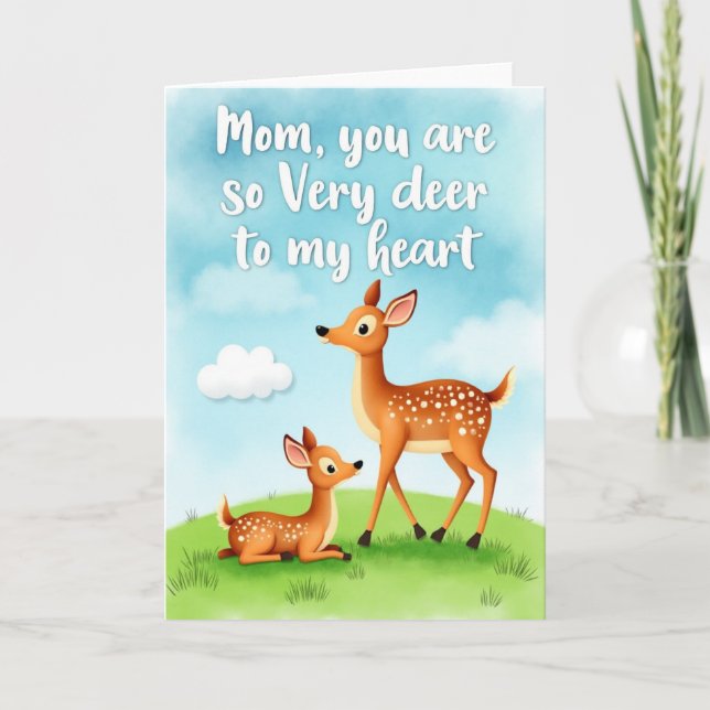Deer-Mama Muttertags-Kunstkarte Karte (Vorderseite)