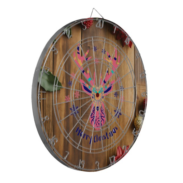 Deer Merry Christmas Dartboard Dartscheibe (Vorderseite Links)