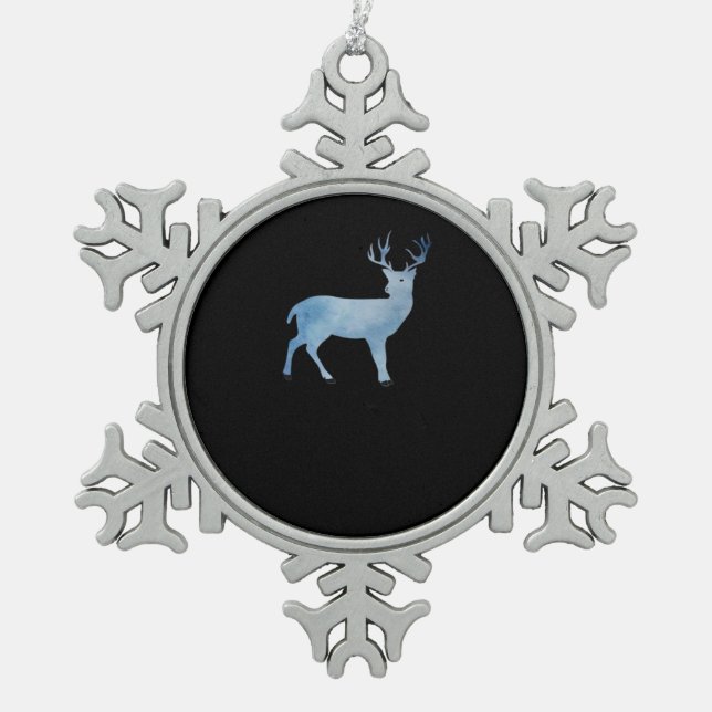 Deer Modern Artistic Design  Schneeflocken Zinn-Ornament (Vorderseite)