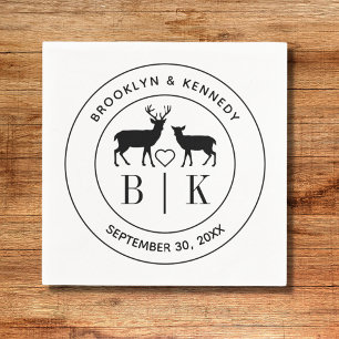 Deer Monogram Rustic Country Wedding Couple Name Serviette